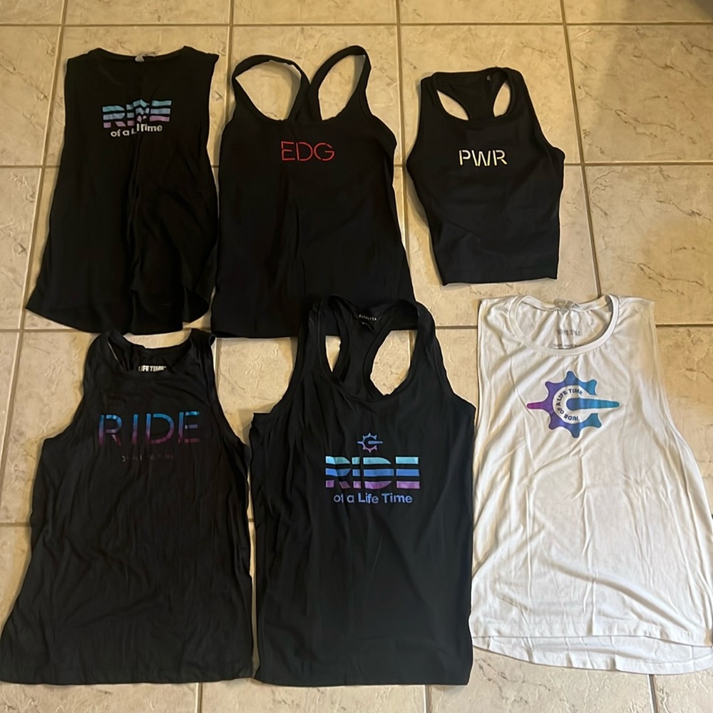 Set of six workout tops for Lifetime Cycle instructors size small medium women